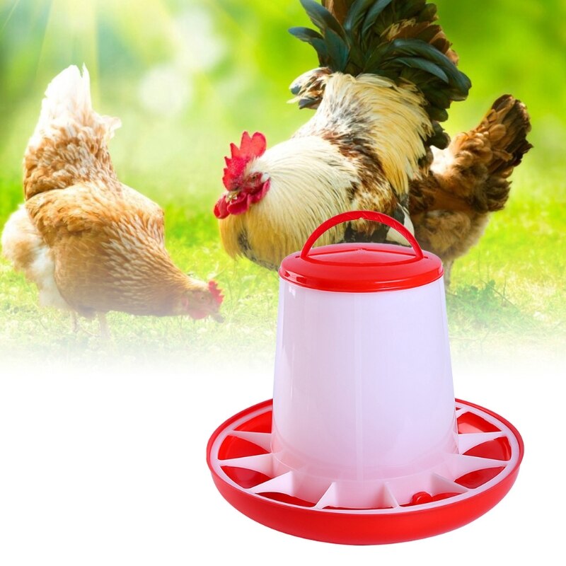Chick Feeder Automatic Poultry Food Containers for Chickens Geese Ducks Easy to Clean Food Bucket with Handle