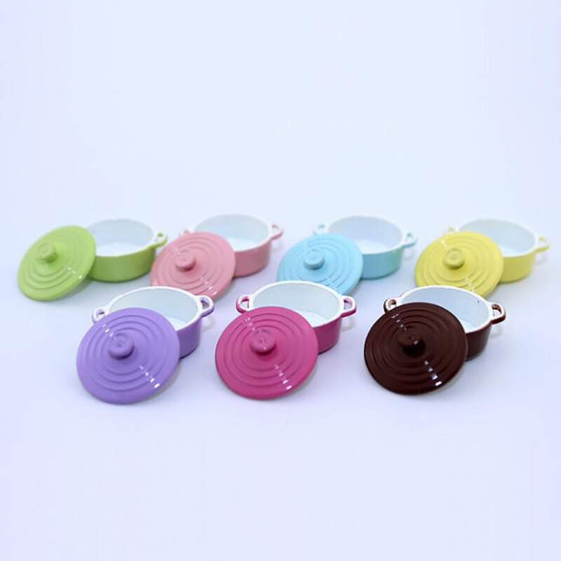 Cute Candy Color Mini 1/12 Miniature Dollhouse Soup Pot Play Kitchen Cooking Utensil for BJD Doll Food Toy Accessories