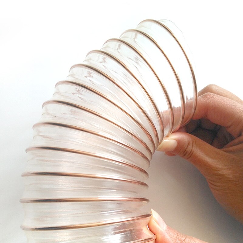 Tube en polyuréthane avec fil en acier inoxydable, conduit d'air industriel Transparent pour échappement d'air, diamètre intérieur de 1M 25-50mm
