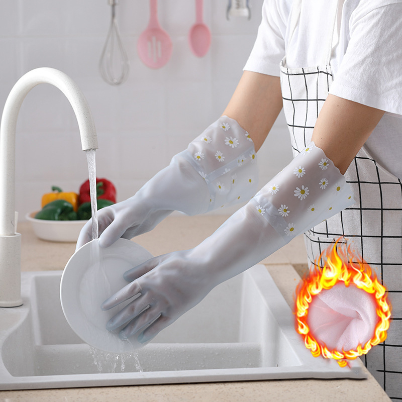 Haushalts Handschuhe Gummi Wasserdicht Geschirr Handschuhe Dicke Warme Arbeit Handschuhe Dauerhaft Öl-nachweisen Schlecht Küche Reinigung Werkzeuge: BL weit-Nacken wolle