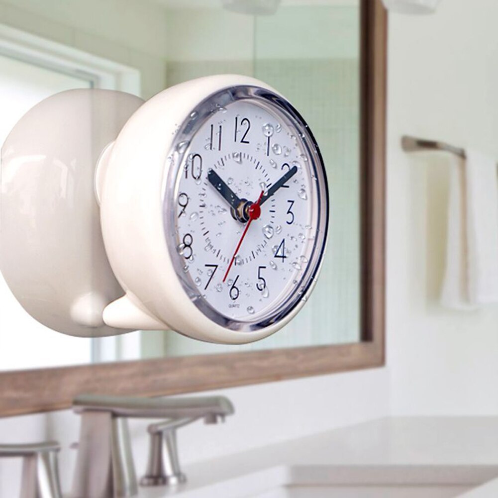 Waterdichte zuignap op batterijen, stille, niet-tikkende badkamer wandklok, minimalistische stijl slaapkamer wandklok