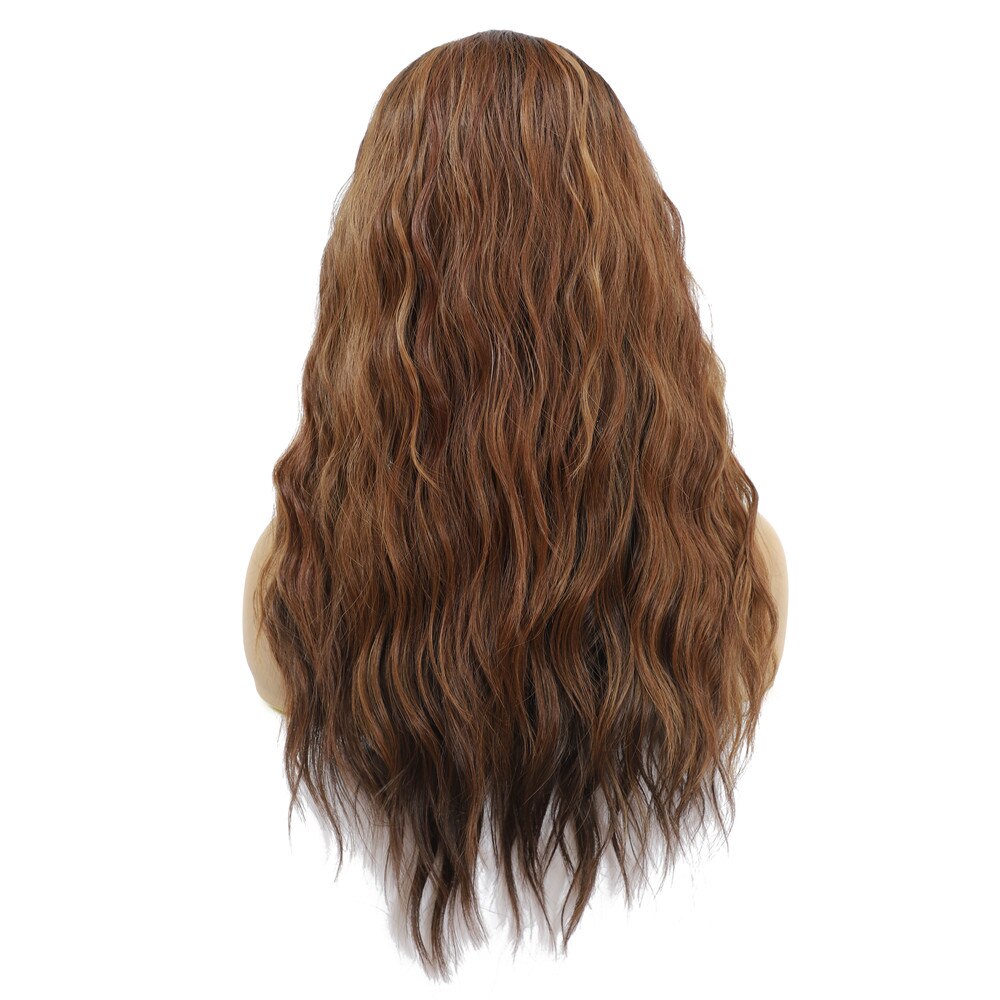 X-TRESS Ombre Brown Natural Wave Wig 1.5*13.5 Lace Front Synthetic Wigs For Black Women Glueless High Temperature Fiber Hair