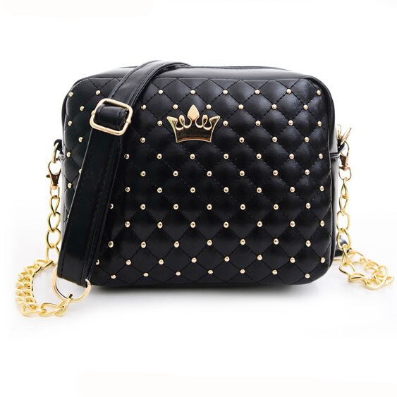 Kleine Frauen Tasche Handtasche Mit Krone Mini Niet Schulter Tasche Frauen Bote Taschen Umhängetaschen # l10: A