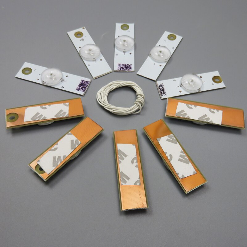 1 verpakking led-lamp met 3v- lampdiode, 32-65 inch tv optische lens flyer achtergrondverlichting, met kabel dubbelzijdige tape, in totaal  of 20 stuks