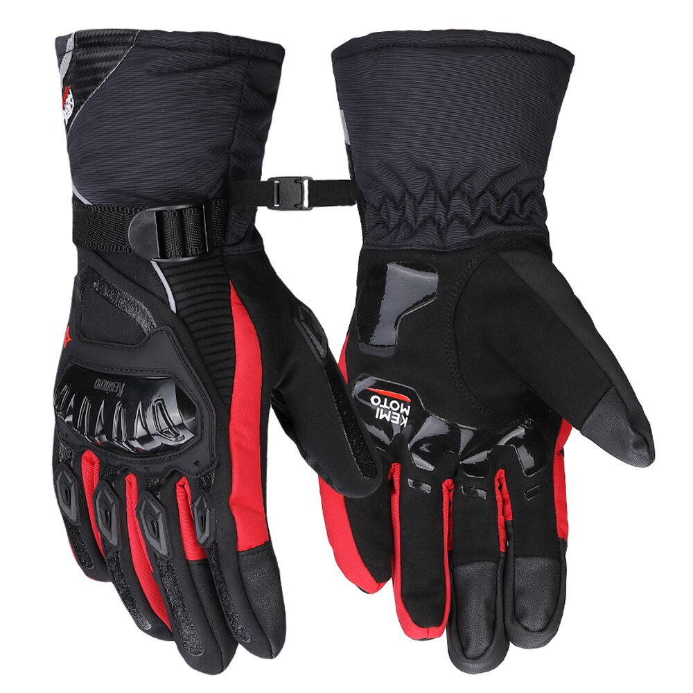 KEMiMOTO Waterproof Winter Motorcycle Gloves Touch Screen Motorcross Windproof Protective Winter Gloves Men Guantes Moto Luvas: Winter glove red / L