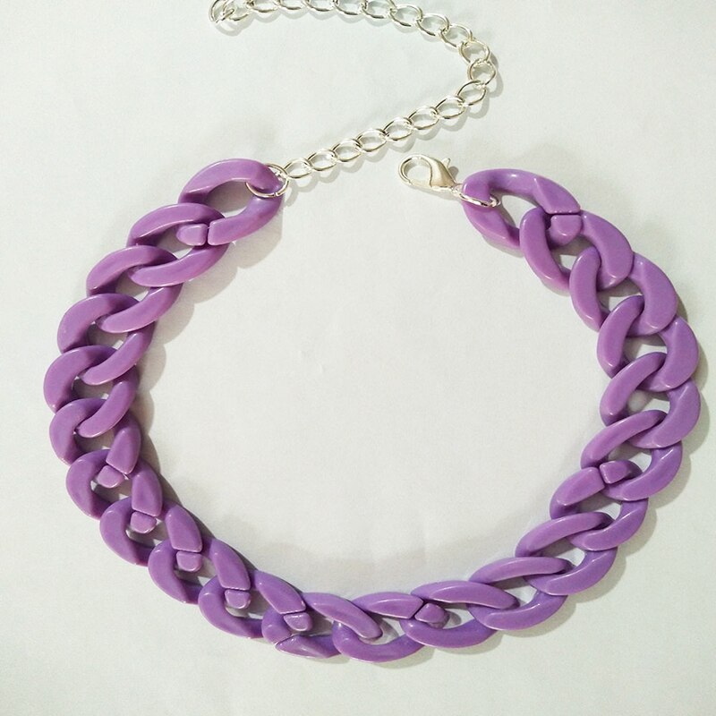 Catena da collo da donna moda collana spessa acrilica colorata per donna uomo boemia plastica girocollo collana gioielli regali: Purple