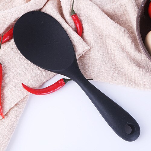 Food Grade Siliconen Koken Tool Gemak Keuken Non-stick Pan Schop Lepels Vergiet Keukengerei Huishoudelijke Accessoires Item: 1PCS Black A