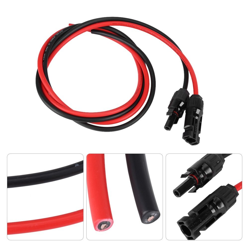 Solar Panel PV Cable,2.5MM Solar Extension Cable Cord Red and Black Male & Female Connectors with Plug for Solar Power System