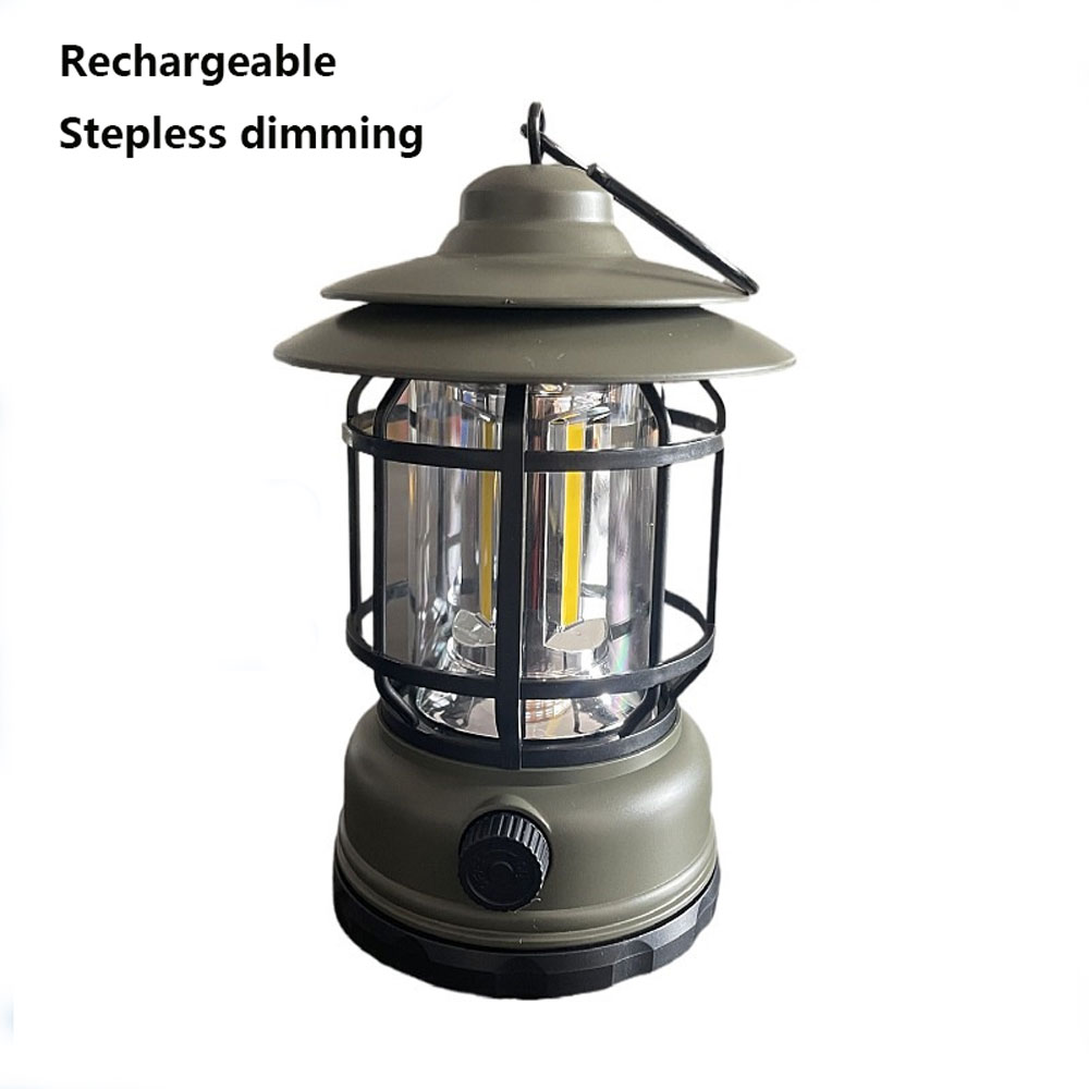 Retro Campsite Lantern COB Camping Light Can Rechargeable Portable Outdoor Tent Light Emergency Lamp Lantern Lighting Tool
