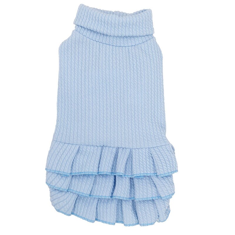 Herfst Winter Coltrui Huisdier Rok Schattige Puppy Hond Jurk Kat Trui Effen Kleur Gestreepte Hond Trouwjurk Voor Kleine Hond kleding: Blauw / M