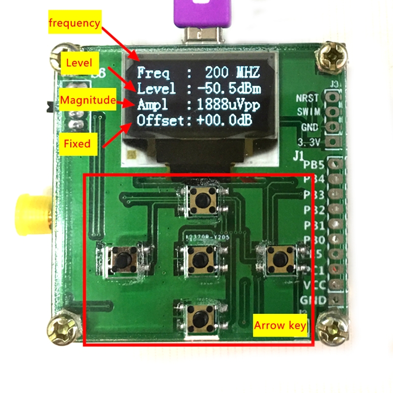 compteur de puissance RF 8GHz 1-8000Mhz OLED RF compteur de puissance-55--5 dBm + Sofware RF valeur d'atténuation chaude