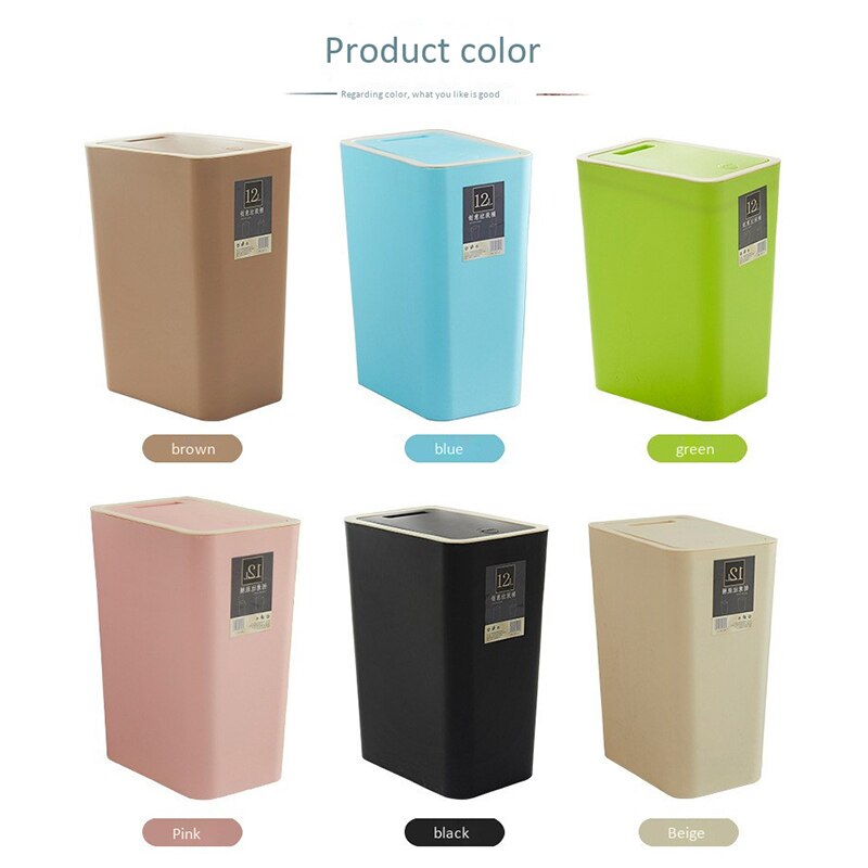 12L Bathroom Trash Can Toilet Kitchen Waste Bin Dustbin Garbage Bin Press Lid