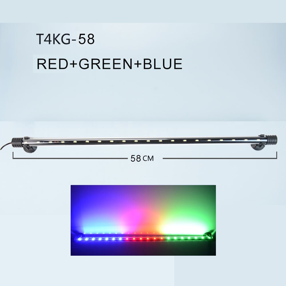 Aquarium Light LED Waterproof Fish Tank Light Underwater Fish Lamp Aquariums Decor Lighting Plant Lamp 18-48CM 220-240V 5730chip: 58cm RGB