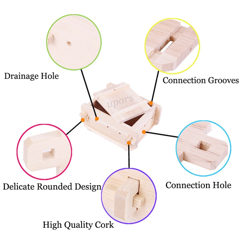 Removable Wooden Tofu Press 16*12*9cm Homemade Tofu Mold DIY Tofu Box with Pressure Tofu Press Kit Kitchen Cooking Accessoires