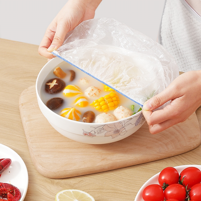 200/100/50/20pcs Saran Wrap Colorful Disposable Food Cover Food Grade Fresh-keeping Plastic Bag Kitchen Refrigerator Accessories