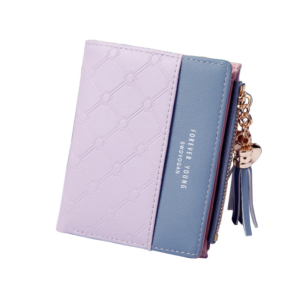 Hensen Products Wallet Women's Japanese Korean Hipster Buckle Wallet Zipper Multi-functional Short Purse: 004 2 Purple