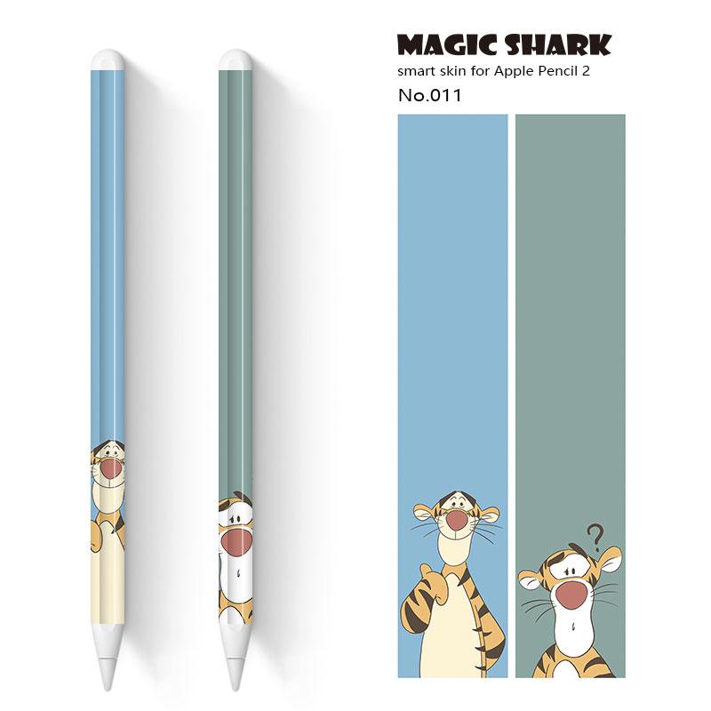 Magic Shark 2pcs/lot for Apple Pencil 2 Stickers Scratchproof Cute Cartoon Ultra Thin Stickers Touch Stylus Pen Sticker Paper: 011