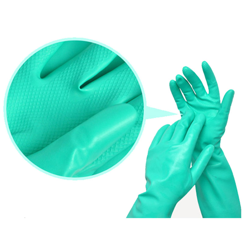 NMSAFETY-guantes de trabajo de nitrilo, 4 pares, resistentes al aceite, de neopreno, largos, verdes, de seguridad
