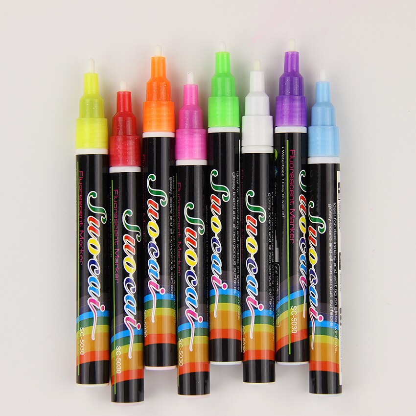 1pc reversible spisser highlighter fluorescerende flytende kritt markørpenn for led-skrive fluorescerende tavle flytende kritt