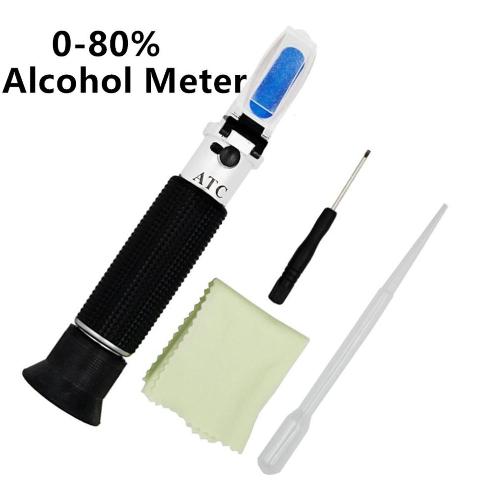 Håndholdt refraktometer hydrometer koncentration spiritus tester 0-80%  alcoh øl væske saccharimeter koncentration meter test: Alkoholindhold