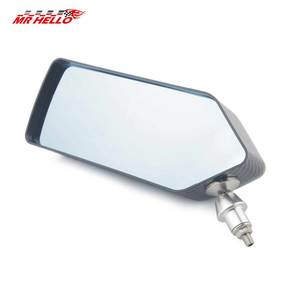 Rétroviseur de voiture rétro en grain de carbone, 2 pièces, Style artisanal carré F1, avec support métallique en Surface, miroir bleu