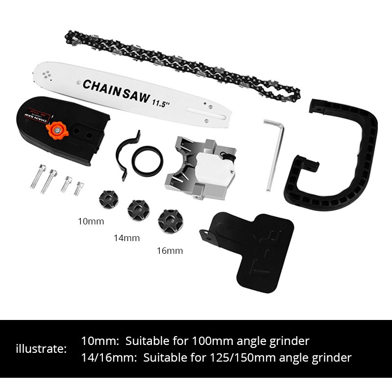 11.5 Inch Chainsaw Attachment For Angle Grinder, Electric Chain Saw With Transparent Fuel Tank, Logging Saw Adjustable Tension
