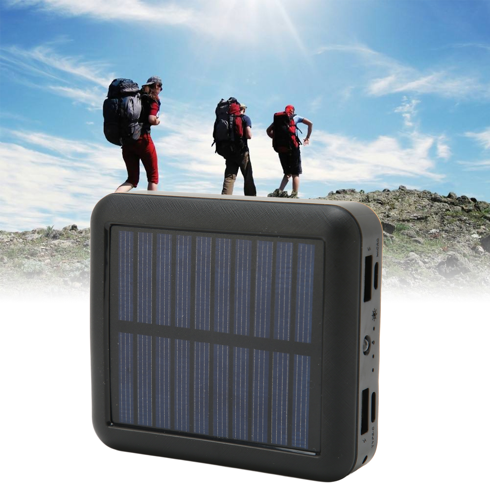 Powerbank solarny do telefonu o pojemności 20000 mah, 4 porty usb, wodoodporny, przenośny powerbank solarny z kablem ładującym do użytku na zewnątrz