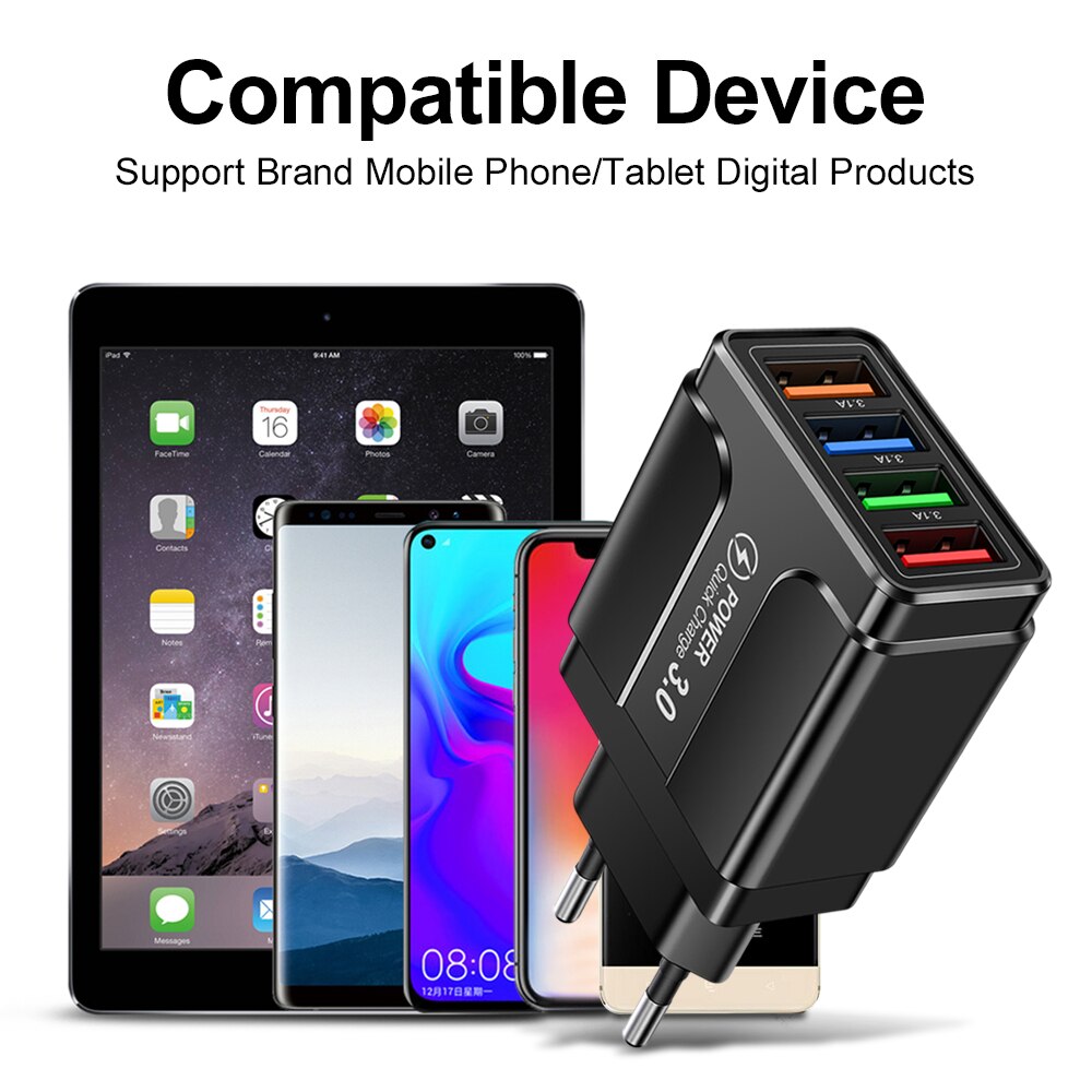 EU/US Plug USB Charger Fast Charge 3.1A For Phone Adapter for iPhone 12 Pro Max Tablet Portable Wall Mobile Charger Fast Charger