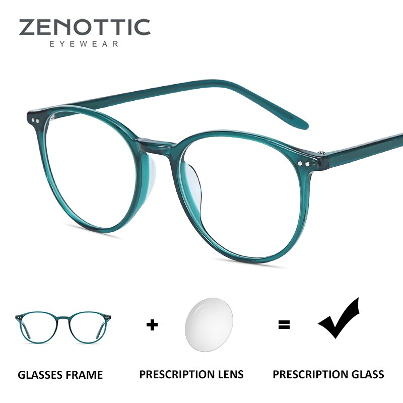 ZENOTTIC Vintage Transparent Acetate Glasses Frame Women Optical Myopia Clear Anti Blue Light Glasses Lens Computer Eyeglasses