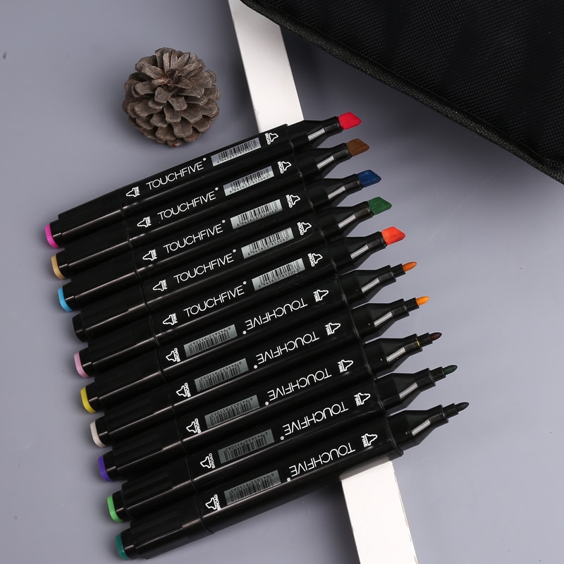 TOUCHFIVE-80 marcadores de colores Manga, rotuladores de dibujo a base de Alcohol, boceto, punta de fieltro, pincel doble oleoso, suministros de arte para estudiantes
