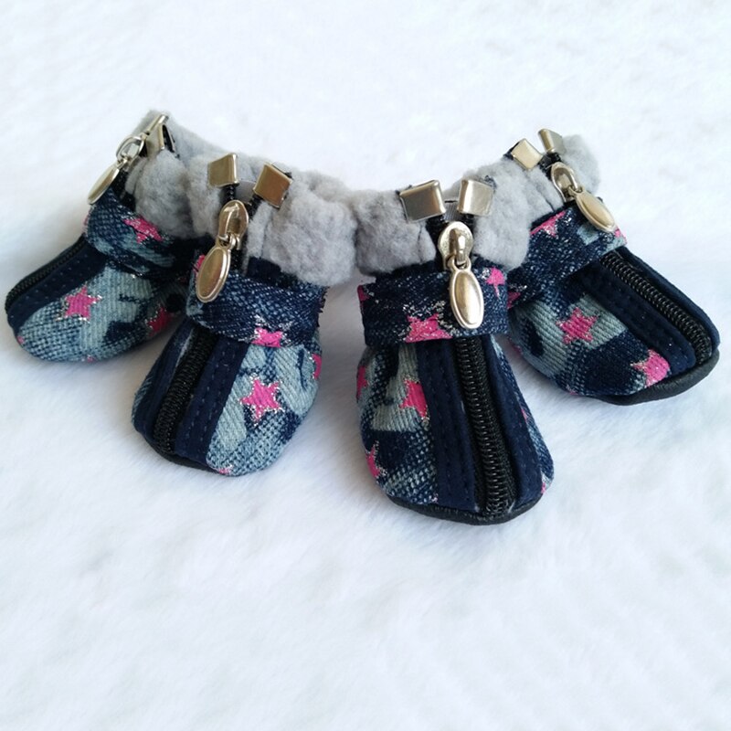 Pet Dog Boots Shoes for Chihuahua Winter Warm Snow Boots for Small Dogs Cats Anti Slip Zipper Casual Pet Shoes Puppy Sneakers