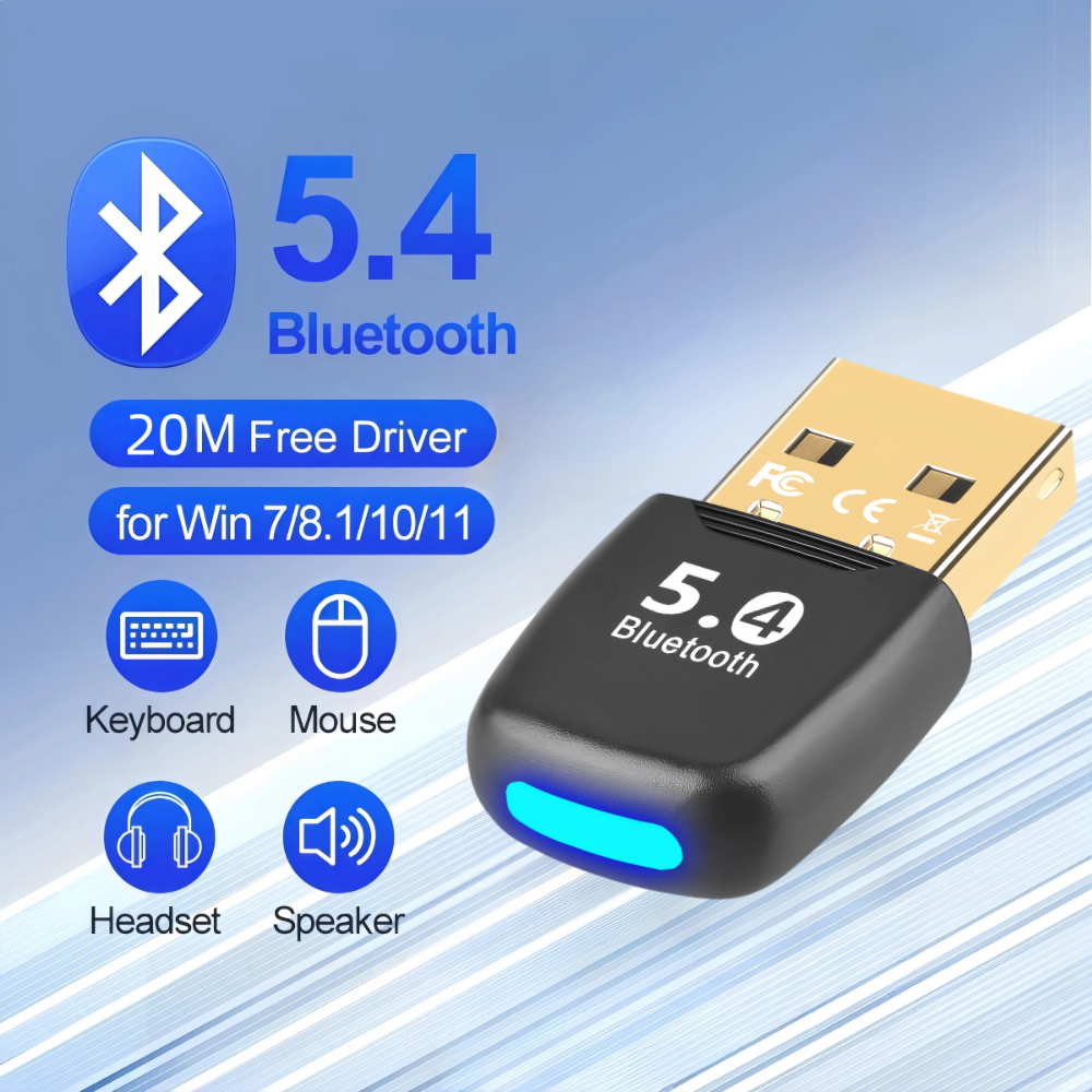 150M Bluetooth 5.4 Ontvanger Zender Gratis Driver USB Bluetooth Adapter voor PC Windows 11/10/8.1 muis Toetsenbord Audio Dongle: Rood