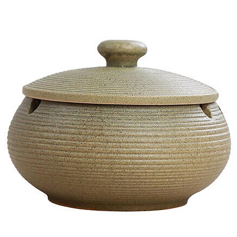 Keramische Asbak Met Winddicht Deksel Voor Indoor Outdoor Gebruik: Green