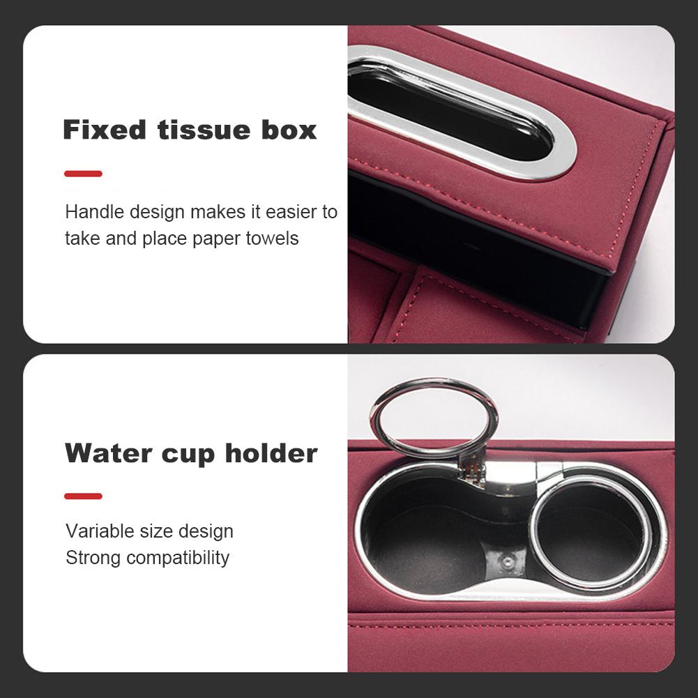 Cojín para reposabrazos de coche con portavasos, caja de pañuelos, almacenamiento, caja de elevación, cubierta de consola, reposabrazos de altura con almohadillas centrales
