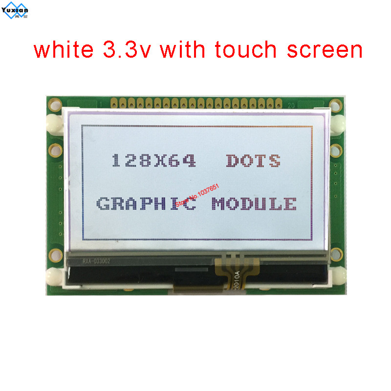 lcd module 12864 cog Graphic display 72x39mm ST7565P parallel serial SPI 3.3V 5v blue white and black touch screen LG12864U: white 3.3v touch