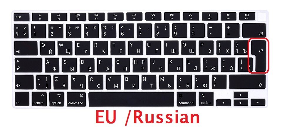 Russisch Voor Macbook Air 13 M1 Chip A2337 Russische Eu Us Keyboard Cover Soft Silicon Voor Macbook Air 13 m1 Chip Keyboard Skin: EU-Black