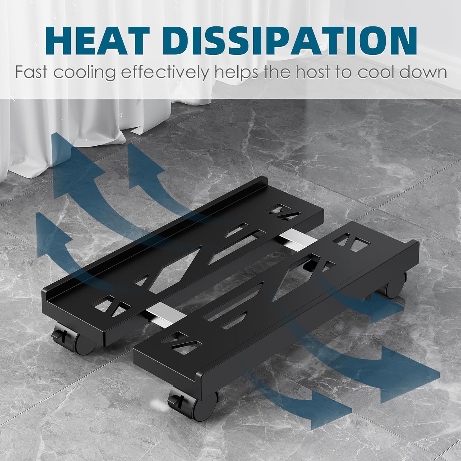 Adjustable Computer Tower Stand, Mobile CPU Stand with 4 Rolling Caster Wheels, Under Desk CPU Holder PC Floor Cart PC Riser