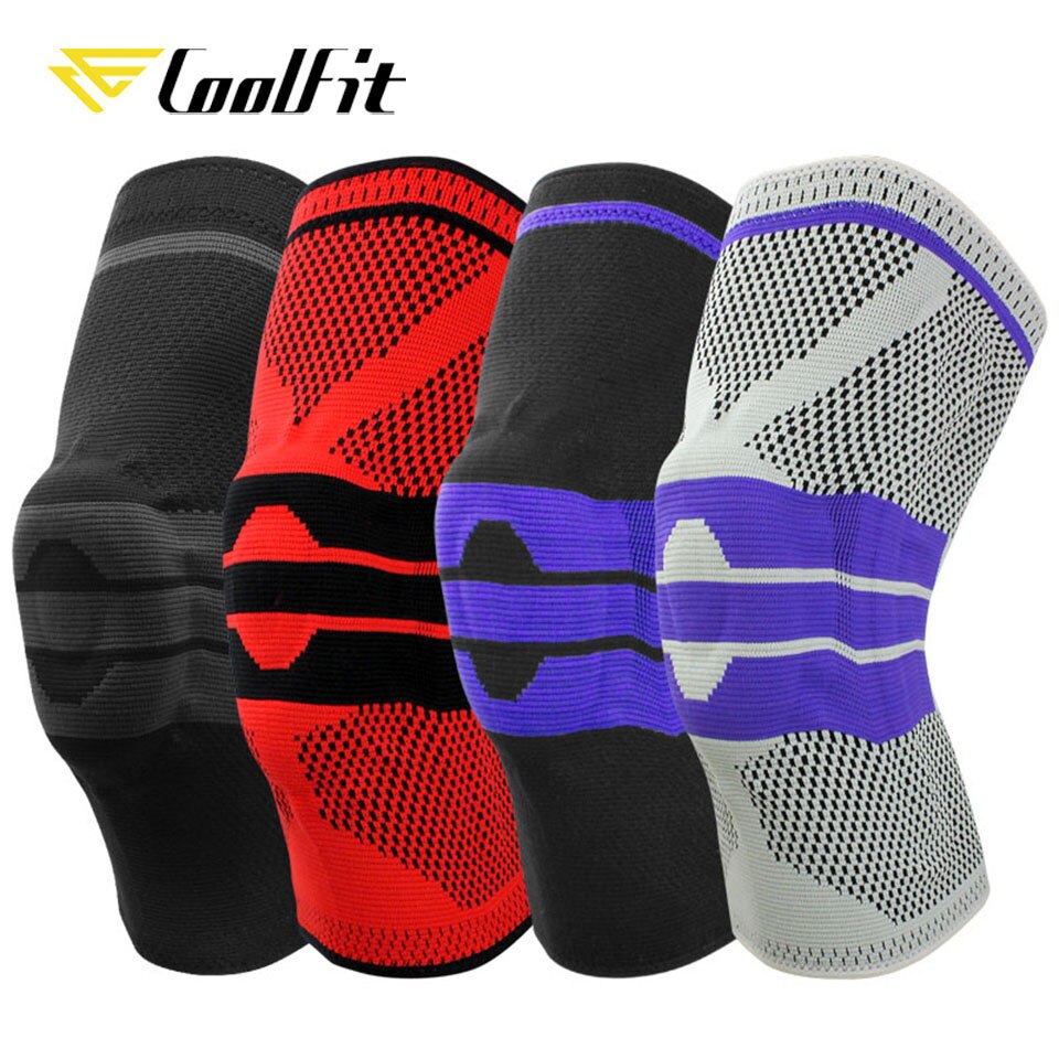 CoolFit 1Pair Basketball Knee Pads with Support Silicon Padded Elastic Non-slip Patella Brace Kneepad for Fitness Gear Protector