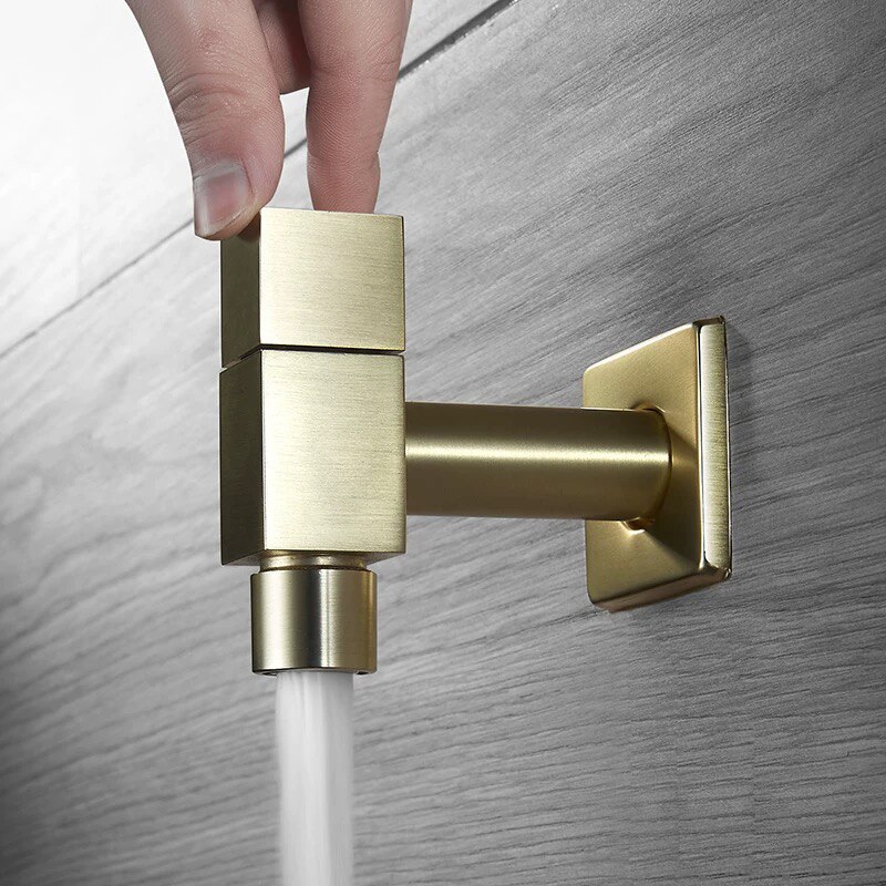 Gold brush Copper Cold&amp Triangle Valve Sealing tap Valve Gold Brass faucet Valve single cold valve tap