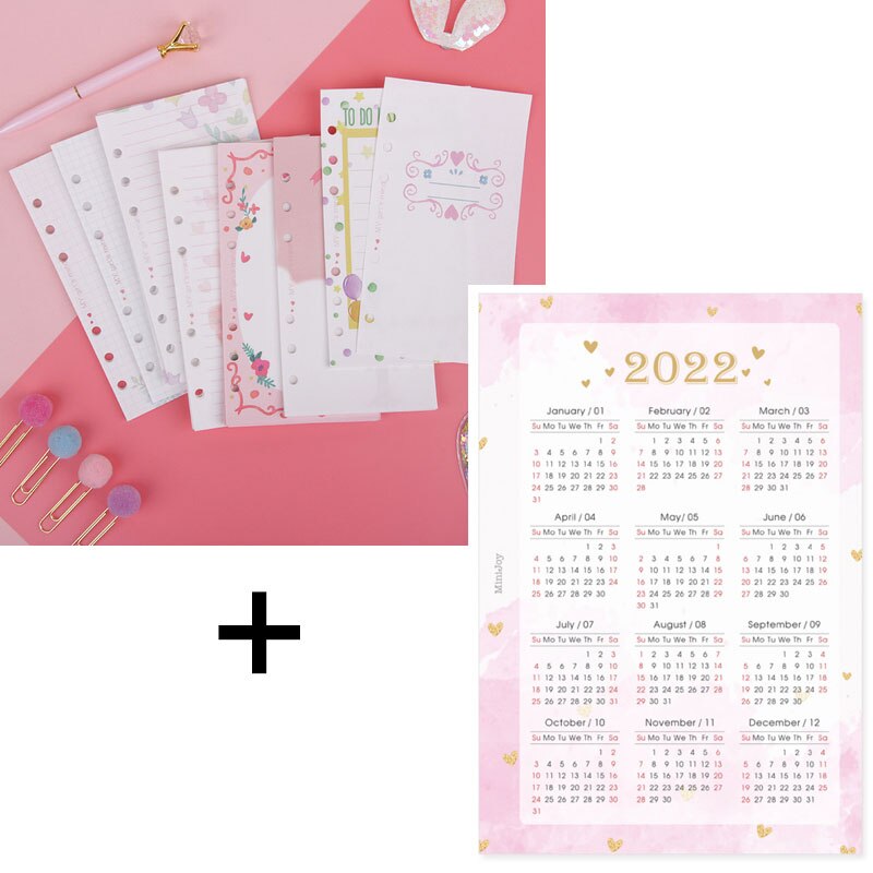 Fromthenon mignon ensemble de papier de remplissage pour A5a6a7 spirale cahiers Kawaii journal recharge Agenda planificateur organisateur noyau intérieur: 2021filler paper set / A7