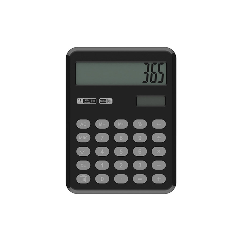 Calculatrice de bureau à 12 chiffres, avec tirette, tablette d&#39;écriture, silencieuse, Portable, multifonction, double alimentation: Black