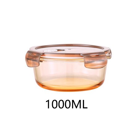 Heat Resistant Glass Fresh Keeping Lunch Box for Kids Women Men Food Storage Meal Prep Containers Japanese Snacks Bento Box: round 1000ml