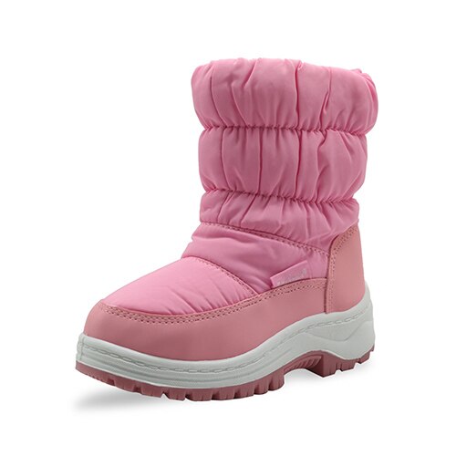 Apakowa fille neige plate-forme bottes en peluche imperméable enfants bottes d'hiver avec fermeture éclair doublure peluches bébé chaussures 1 an costume: pink / 6