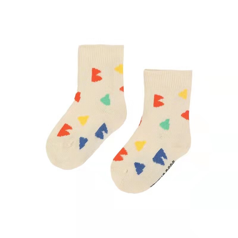 Calzini per bambini 2022 primavera estate BC calzini per bambina nuovissimi calzini per ragazzi in cotone simpatico cartone animato calzini per bambina: Offwhite Geometry / M(1-3 Y)