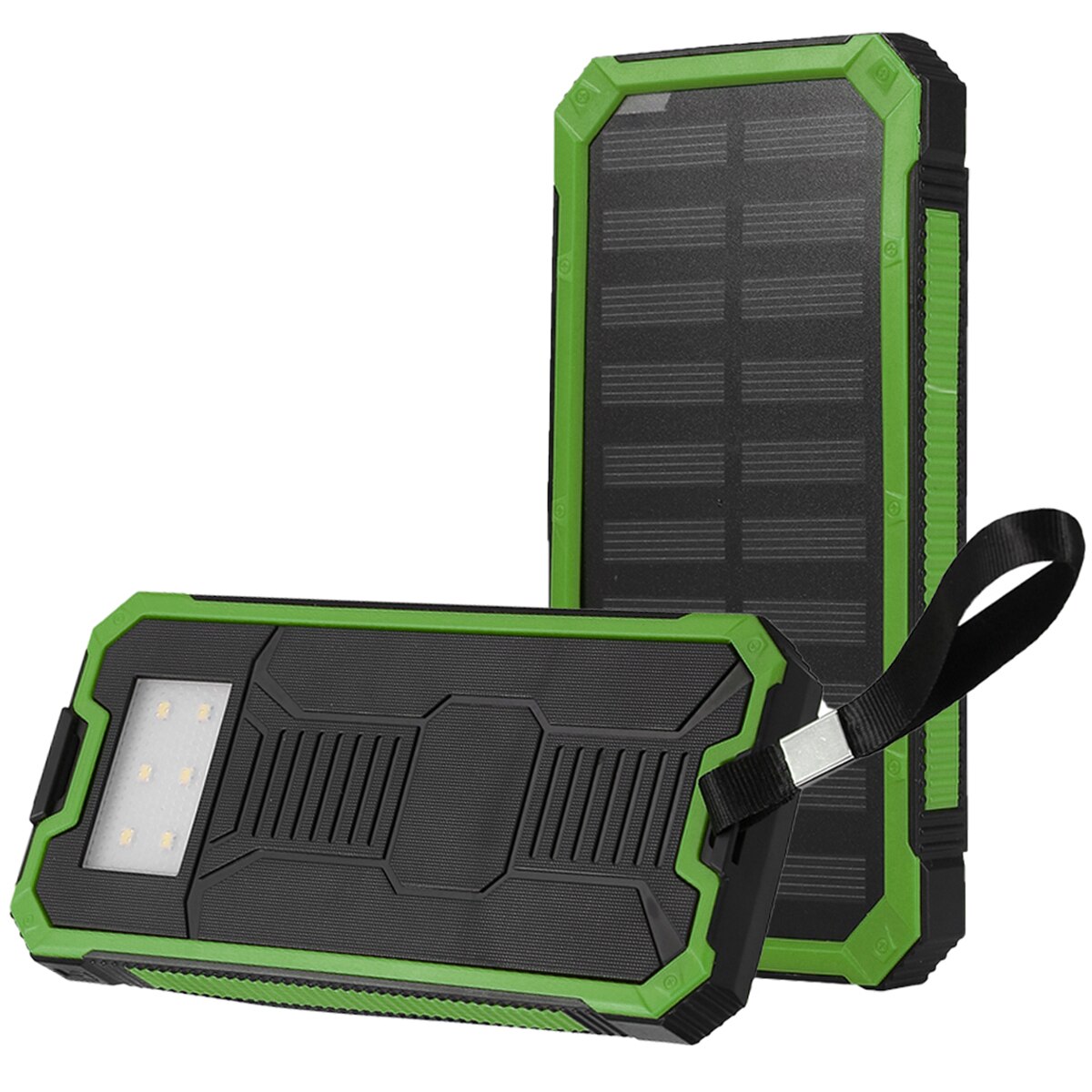 Energía Solar, banco de potencia Set de fundas de doble puerto USB de carga rápida de energía Solar, banco de potencia caso Kit: Green