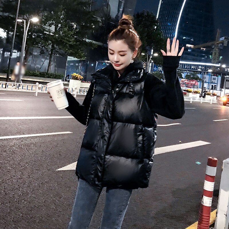 Naiset talvi lämmin tikattu liivi naisten mandariiniteline kaulus paksu liivi naisten puuvillapehmustettu hihaton takki  t94