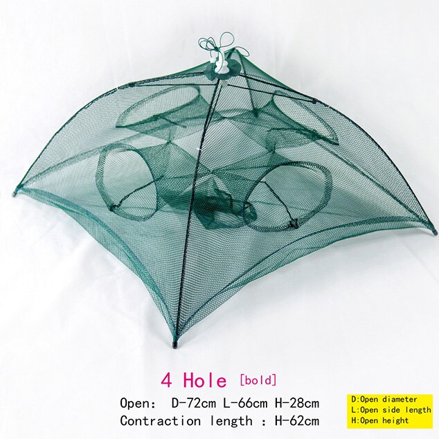 Newest Fish trap 4/6/6/12/10/16/20 Holes Automatic Folding Fishing Net Carp Shrimp Crab Baits fish Fishing Equipment: 4 Holes JC