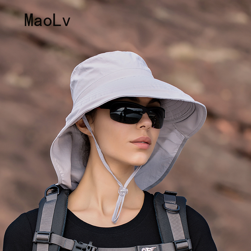 Sombrero de verano para mujer, protección UV para el cuello, visera para el sol para hombre, pesca, senderismo, chal de ala ancha, protector solar, gorra con cola de caballo undefin