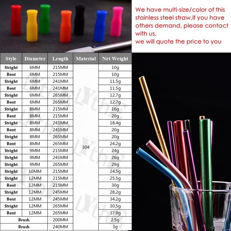 50 stuks 12mm drinkrietjes herbruikbare metalen rietjesset scherpe bubble tea rietjes 304 roestvrijstalen parel milkshake dikke rietjes buis