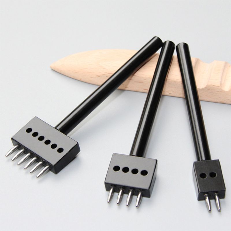 4 Mm Leer Gat Tool Lederen Craft 1 Mm Diameter Perforators Gereedschap Ronde Rij Ponsen Boren 2/ 4/6 Prong Riem Gaten Maken
